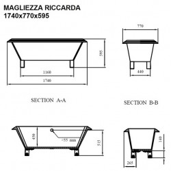 Отдельно стоящая ванна Magliezza Riccarda (174х77), ножки бронза